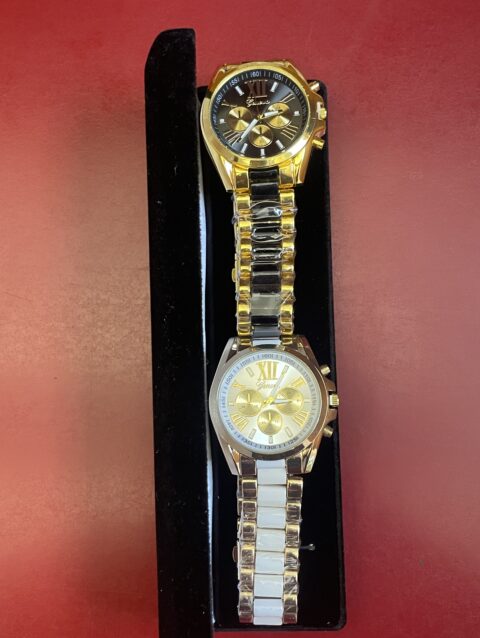Men’s Geneva Luxury Watch Bundle – Gold & Black + Silver & White | Two-Watch Set